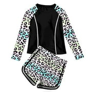 Toddler Girls Rash Guard Swimsuits 2 Piece Bathing Suit Beach Summer Swimwear Stylish Beachwear, 4-5 Years